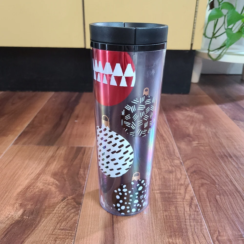 Starbucks 2013 Holiday Ornament Insulated Plastic Travel Snap Lid‎ Grande 16 oz